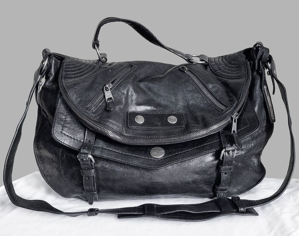 Alexander McQueen Black Leather Faithful Biker Satchel Bag Y2K Rocker Archive